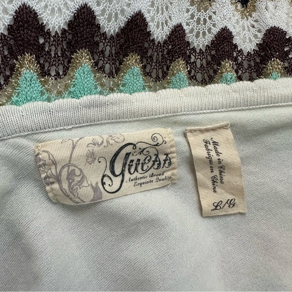 Y2k Guess Zig Zag Pattern Dress SZ Large Multicolor V-Nexk Coquette Knit GUC - Picture 2 of 8